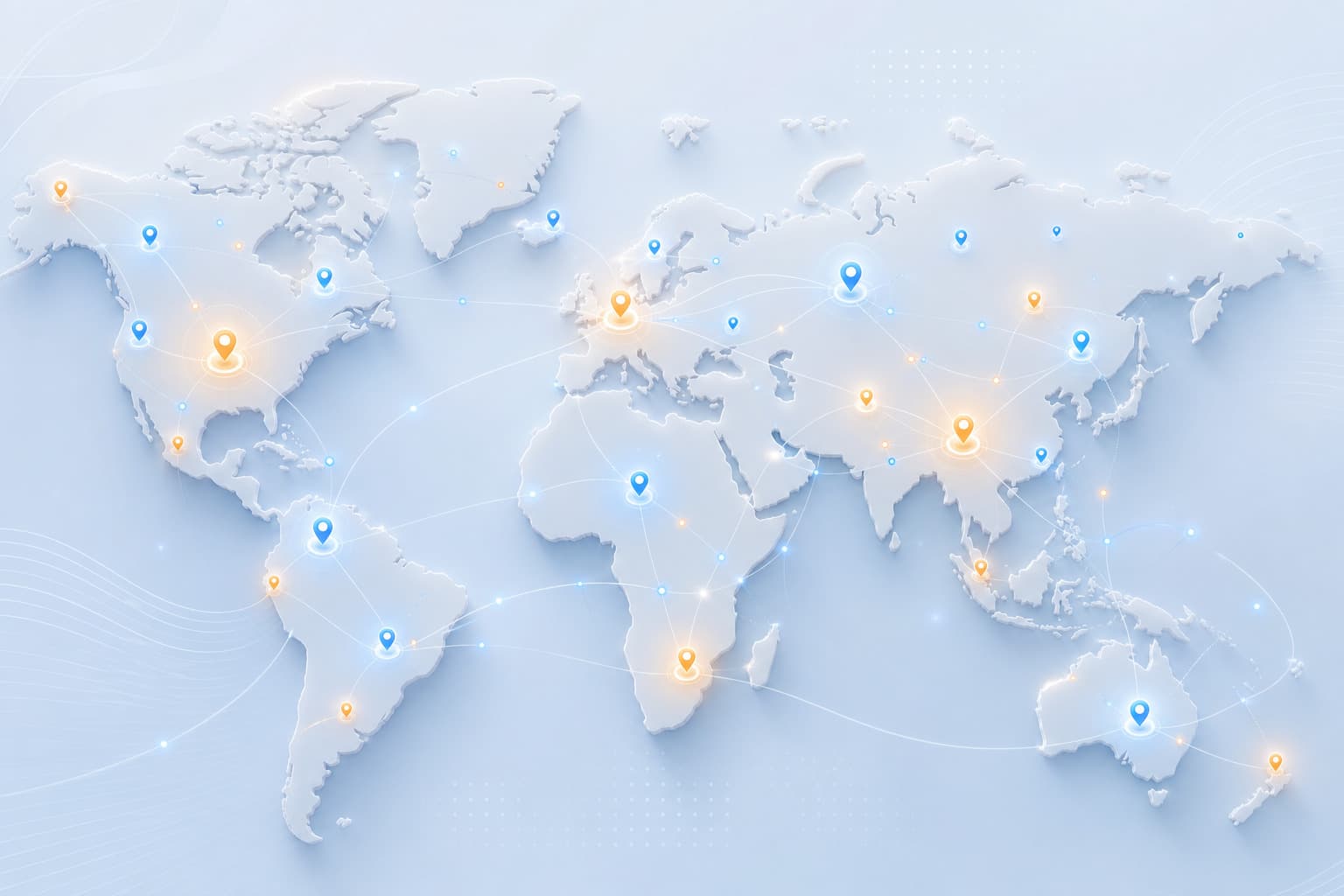 Geographic network coverage map showing campus clusters