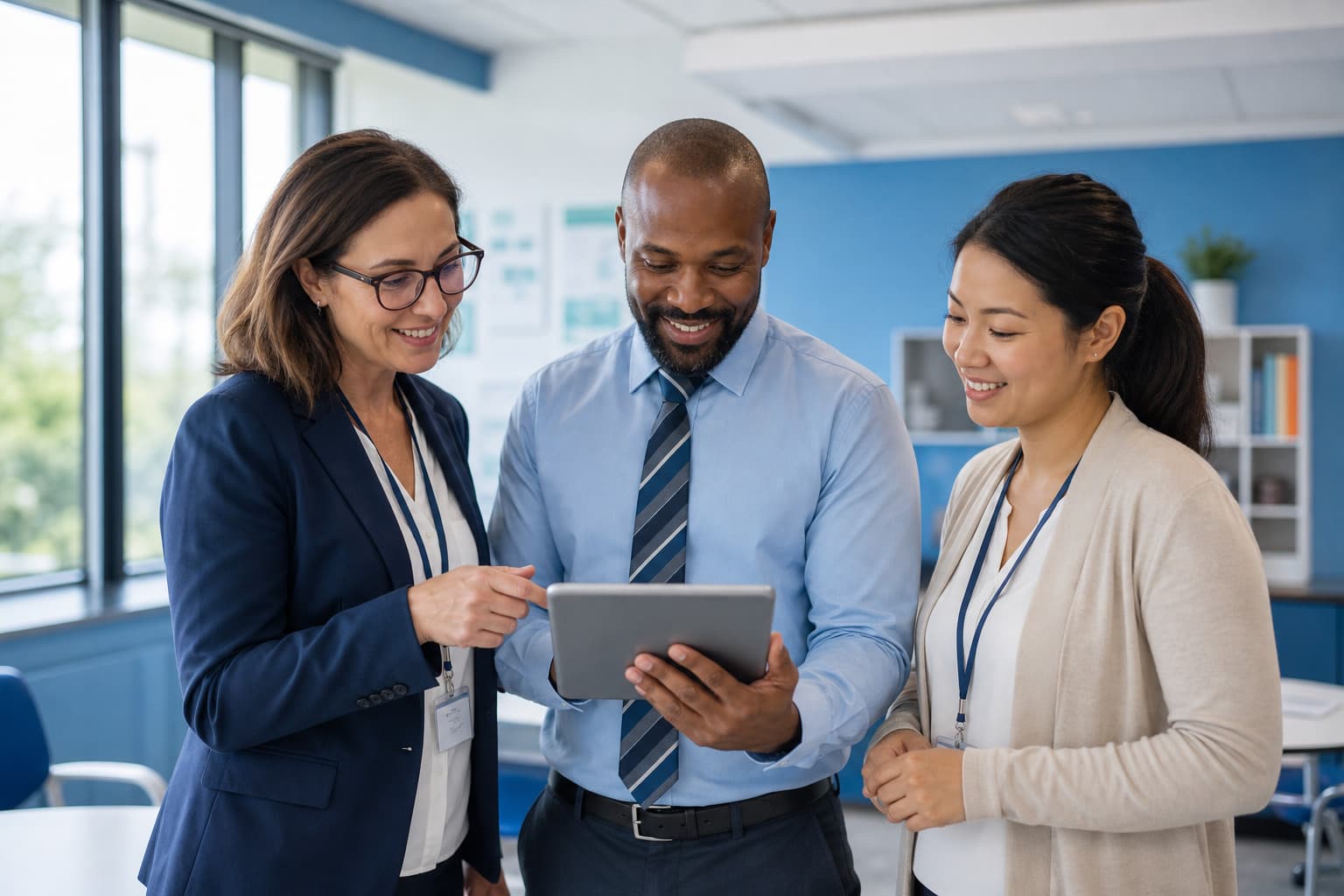 School leaders reviewing Classnexora multi-institution analytics